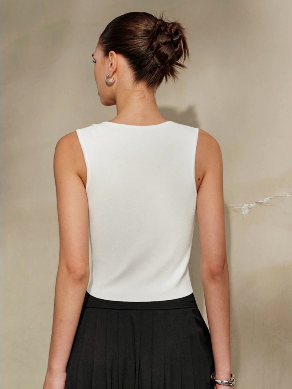 Commense White Beaded-Strap Crop Knit Tank - Picture 7 of 7